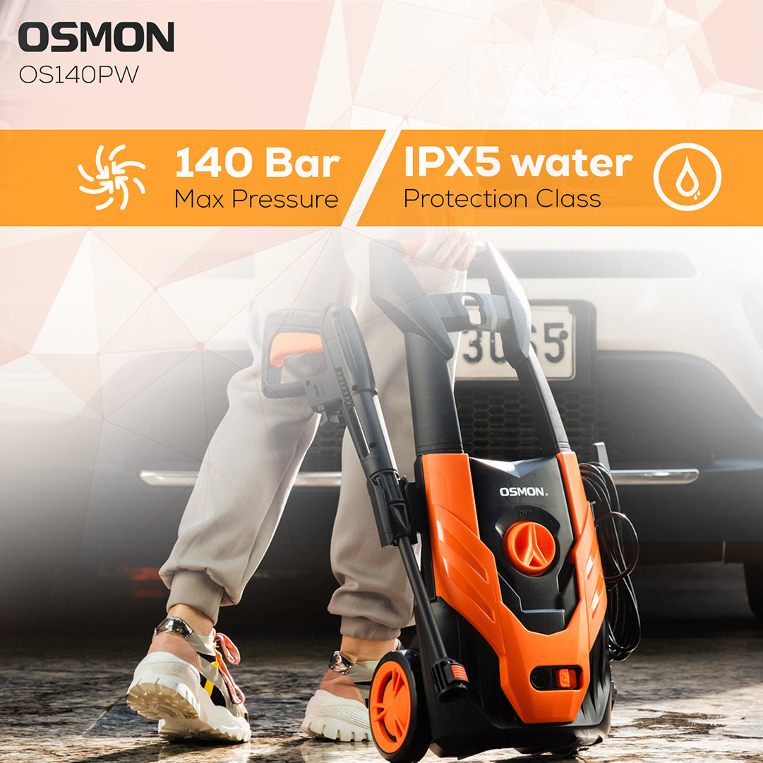 Osmon Pressure washer showcases 140 bar max pressure & IPX5 protection Class