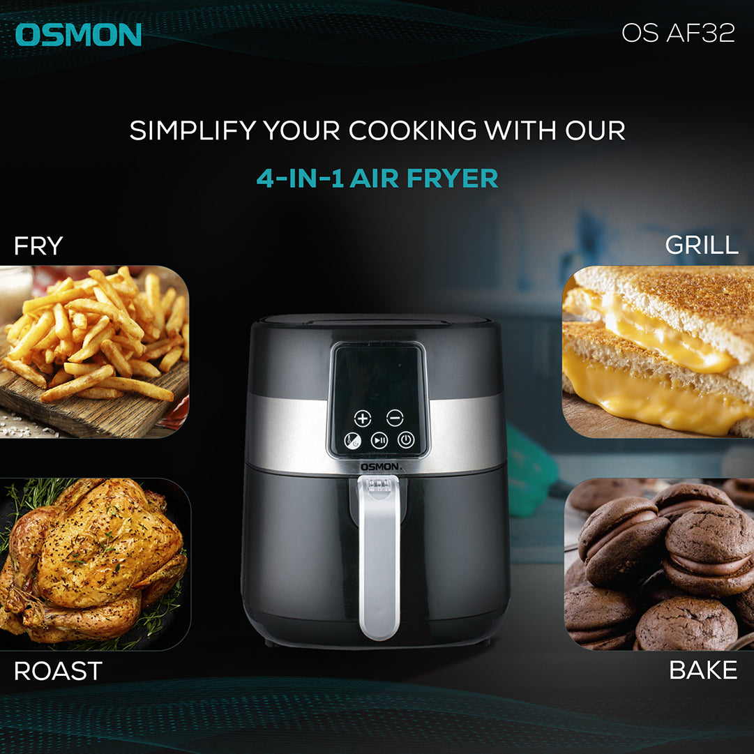 Osmon Air fryer showcases 4-in-1 feature of Fry, Grill, Roast & Bake 
