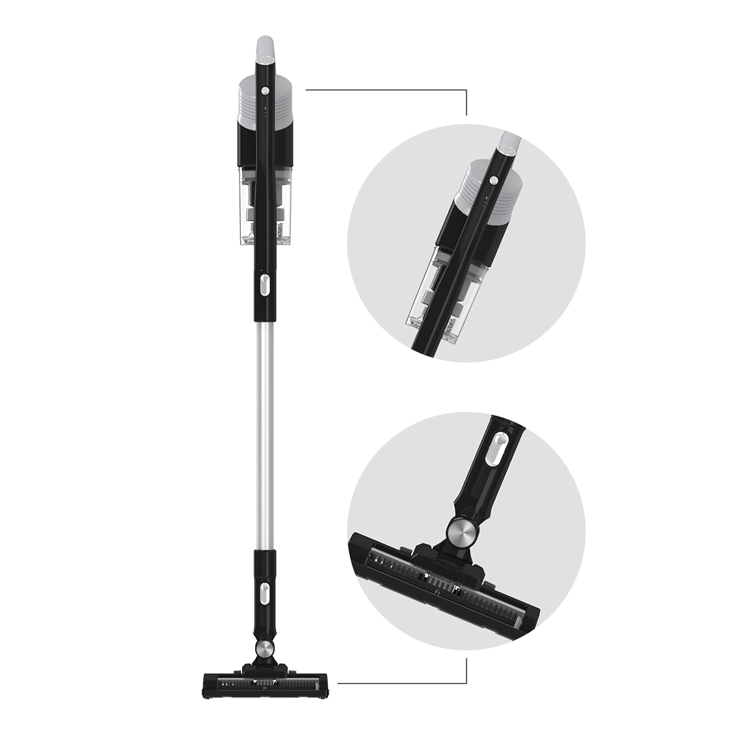 The OS V12 Wireless Handheld Vacuum Cleaner, a sleek black and silver device with a rechargeable battery.