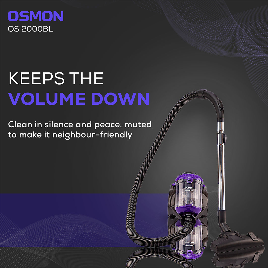 This Contains the Information Regarding Sound & Environment friendly feature of Osmon 2000BL which keeps the volume down and cleans i silence and peace, muted to make it neighbor friendly