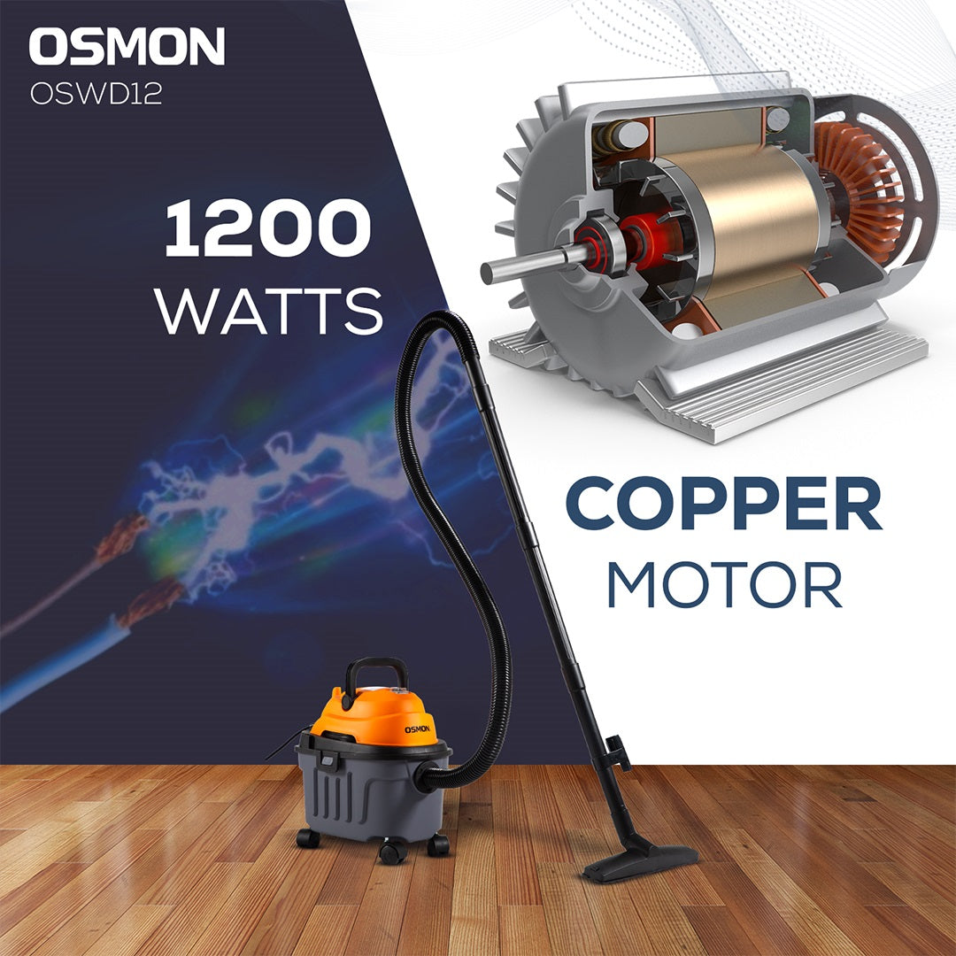 Showcasing the 1200 Watt - 100% copper motor used in the Vacuum cleaner with blower